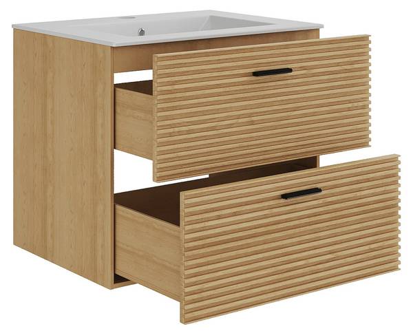 Einzelwaschtisch SARONE Beige - Holz teilmassiv - 60 x 55 x 46 cm