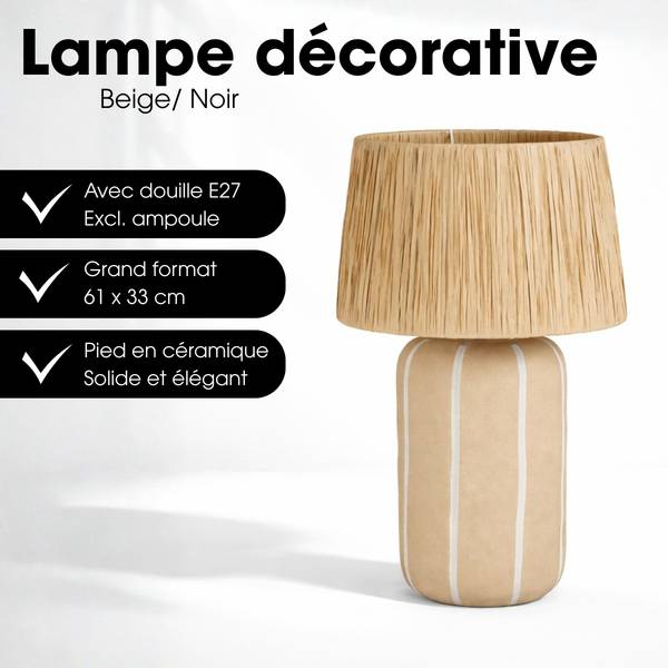 Tischlampe Denton Beige - Keramik - 33 x 61 x 33 cm