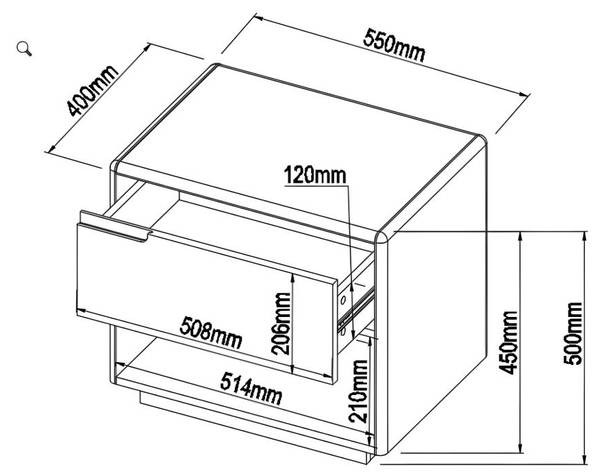 Table de chevet AMANI Beige - En partie en bois massif - 40 x 50 x 55 cm