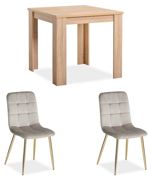 Essgruppe 2753 Grau - Samt - 80 x 88 x 80 cm