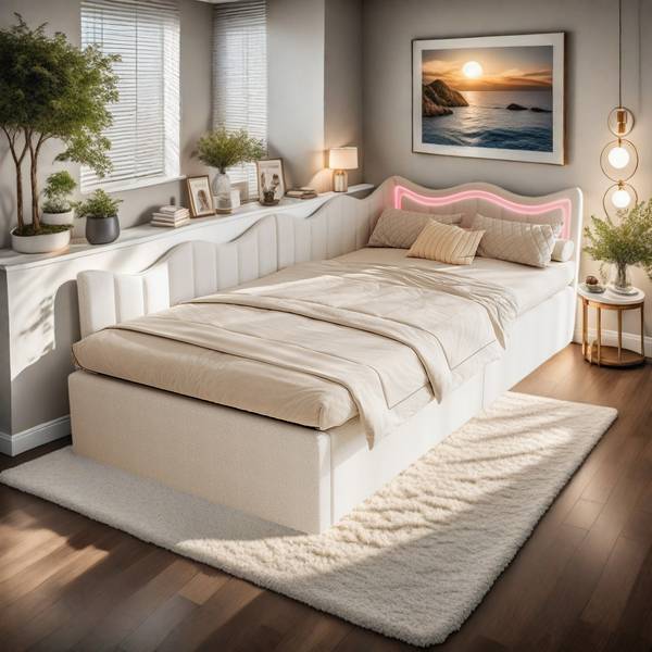 Kinderbett TEROUI9 Beige - Metall - Massivholz - 97 x 75 x 213 cm