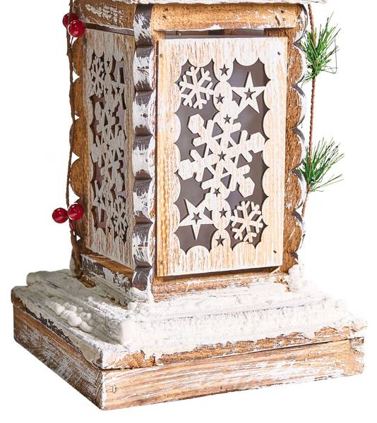 LED Deko LENTIRA Braun - Grün - Weiß - Massivholz - 16 x 80 x 16 cm