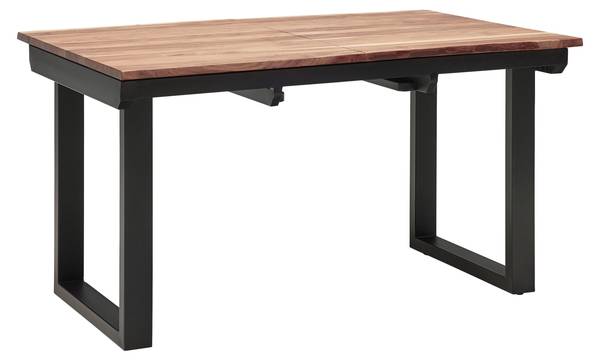 Ausziehtisch MALMO Schwarz - Braun - Metall - Massivholz - 90 x 76 x 140 cm