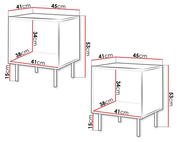 Nachttisch Tacos 2er-Set Braun - Holzwerkstoff - 45 x 53 x 41 cm