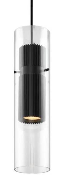 Suspension Luminaire Tube Santos Noir - Transparent