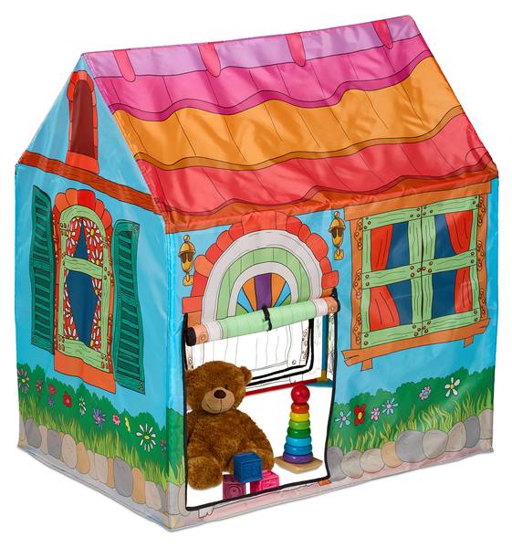 Spielzelt Haus Blau - Orange - Rot - Polyester - 96 x 103 x 75 cm