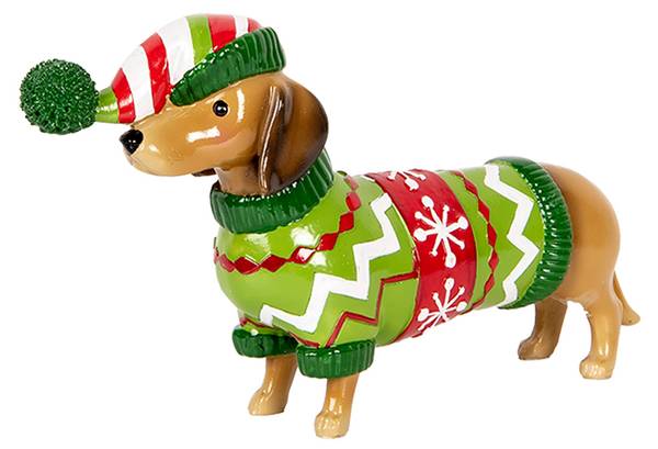 Hund Dackel Xmas&Arlos Braun - Kunststoff - 5 x 14 x 24 cm