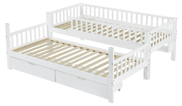 Etagenbett Ida Weiß - Massivholz - 95 x 152 x 204 cm