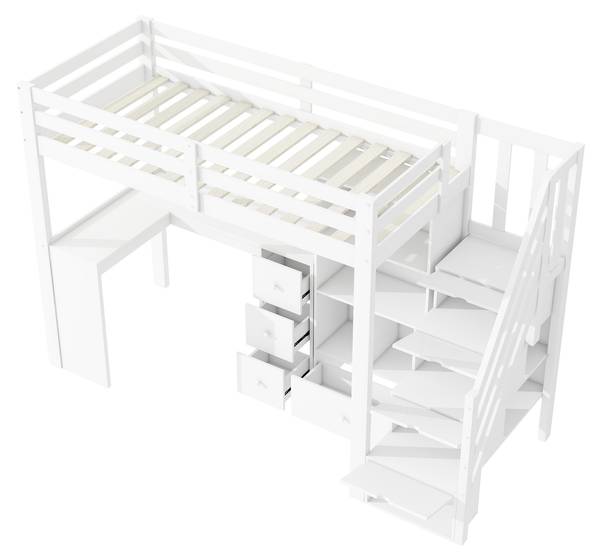 Lit mezzanine LucyWoody Ⅰ Noir - Pin - 95 x 160 x 254 cm