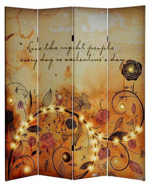 LED-Paravent glowNetzbetrieben Beige - Tanne - 160 x 180 x 2 cm