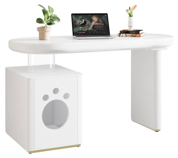 Schreibtisch LucyWoody Ⅰ Weiß - Holzwerkstoff - 50 x 76 x 117 cm