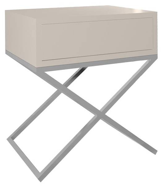 Nachttisch XARA Beige - Silber - Holzwerkstoff - 45 x 50 x 35 cm