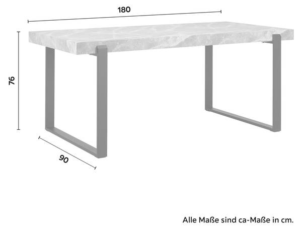 Esstisch MILA Grau - Metall - 180 x 90 x 76 cm