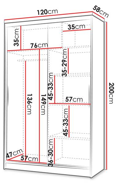 Kleiderschrank Lino I mit LED Weiß