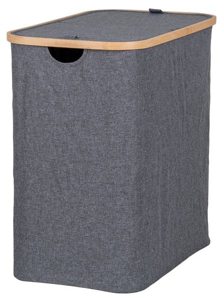 Wäschekorb Noto Grau - Bambus - Holzwerkstoff - 33 x 54 x 54 cm