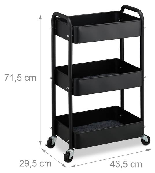 Rollwagen mit 3 Ebenen Schwarz - Grau
