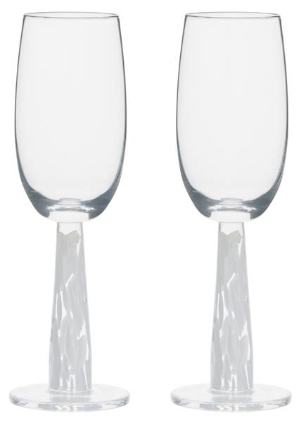 Champagnerflöte Björn 2er-Set Weiß - Glas - 12 x 22 x 6 cm