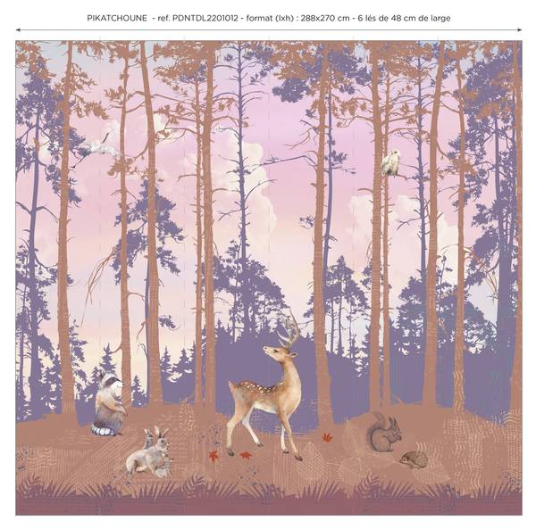 Panorama-Tapete Pikatchoune Pink - Papier - 288 x 270 x 288 cm