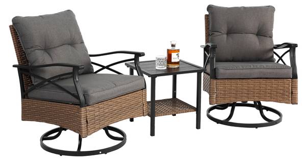 Gartensitzgruppen QuantaIse 3er-Set Grau - Metall
