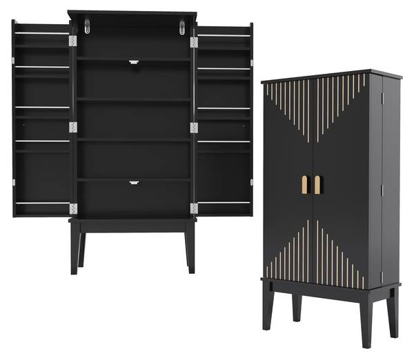 Buffetschrank WoodyLine Ⅴ Schwarz - Holzwerkstoff - 59 x 120 x 30 cm