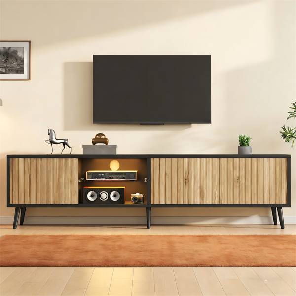 TV-Schrank Neptunus Ⅲ Schwarz - Braun - Holzwerkstoff - 31 x 44 x 175 cm