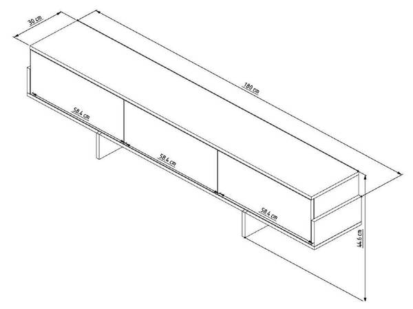 TV-Möbel HELYO Schwarz - Braun - Holzwerkstoff - 30 x 45 x 180 cm