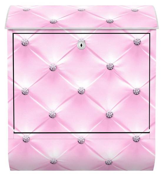 Briefkasten Diamant Luxus I Pink - Stahl - 39 x 46 x 13 cm