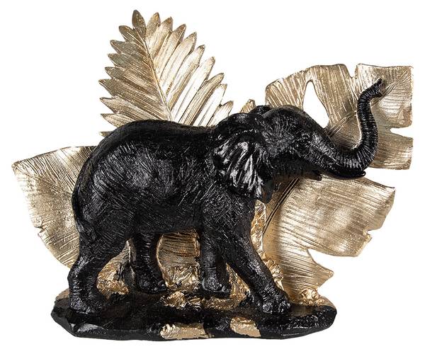 Figur Elefant Deko&Jose Schwarz - Kunststoff - 10 x 18 x 25 cm