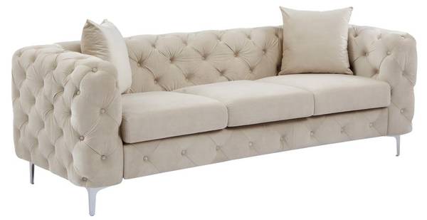 Couchgarnitur mit Sessel EDWINA 3er-Set Beige