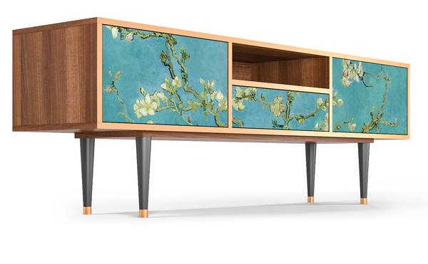 TV-Lowboard T6 Walnuss Blau - Holzwerkstoff - 170 x 59 x 41 cm