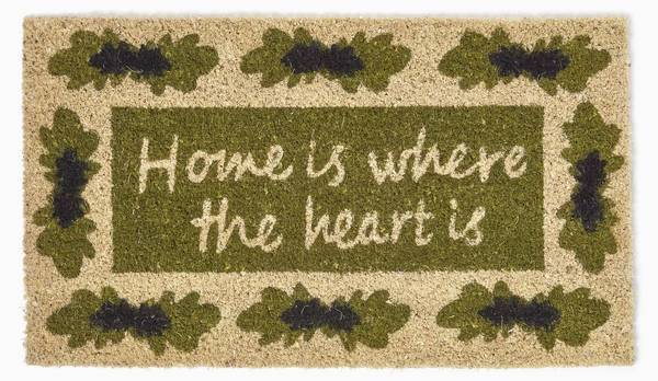 Fussmatte Home is where the Heart Grün - Textil - 40 x 1 x 70 cm