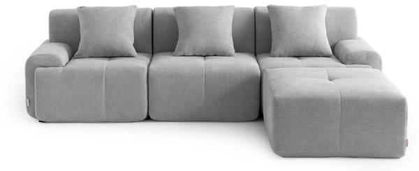 Hoekbank 3-zits met chaise longue MOUS grijs