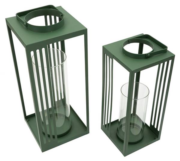 Laternen Linee 2er-Set Grün - Metall - 19 x 44 x 19 cm