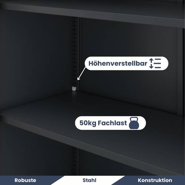Aktenschrank abschließbar KETI Grau - Stahl - 90 x 185 x 45 cm