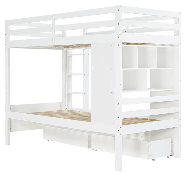Etagenbett BAMUD82 Ⅰ Weiß - Holzwerkstoff - 104 x 160 x 205 cm