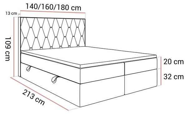 Kontinentalbett mit Bettkasten IZOLDA Dunkelbraun - Liegefläche Breite: 160 cm