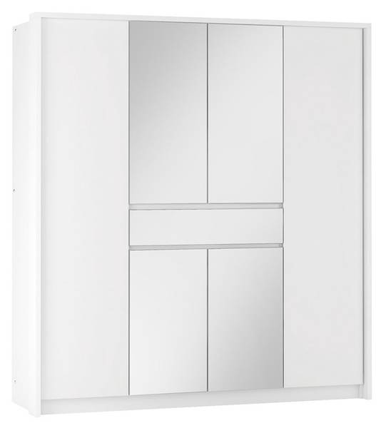 Kleiderschrank Split Weiß - Holzwerkstoff - 200 x 217 x 65 cm