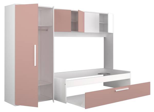 Bettrahmen LUMOKA Pink - Holz teilmassiv - 96 x 203 x 298 cm