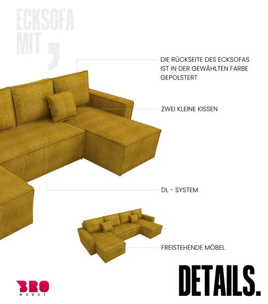 Wohnlandschaft Dexter U Gelb