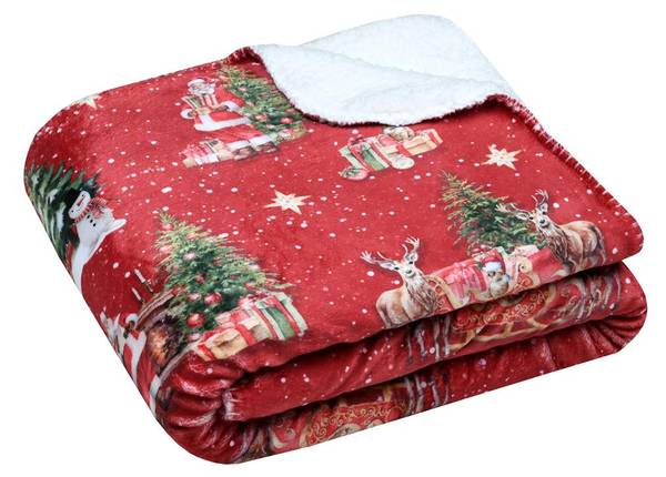 Weihnachtsdecke NOEL Rot - Textil - 130 x 1 x 160 cm