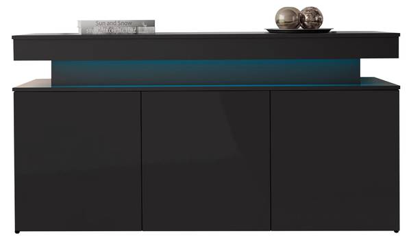 Kommode Glossa 3D 160 Schwarz - Hochglanz Schwarz