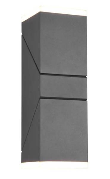 Wandleuchte AVON Grau - Aluminium - 9 x 28 x 9 cm