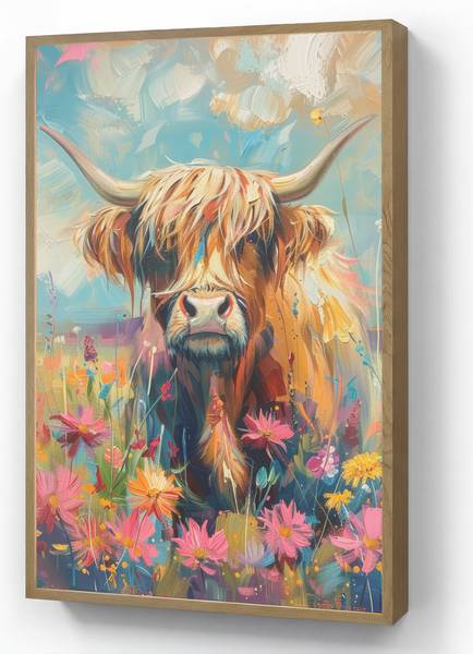 WANDLEUCHTE MIT AKKU Hochlandrind 60 x 90 cm