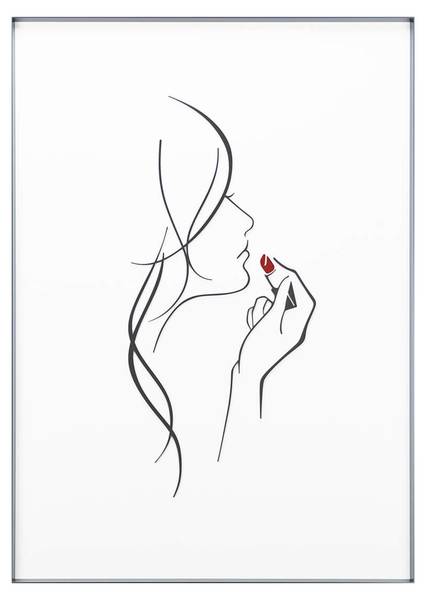 Image encadrée effet 3D Rouge Muse Noir - Blanc - Verre acrylique - 50 x 70 x 3 cm