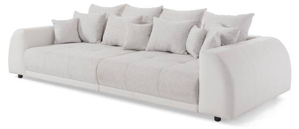 Big Sofa Klaus 5 Sitzer Weiß - Microfaser - Birke - Buche - ABS - 310 x 86 x 135 cm