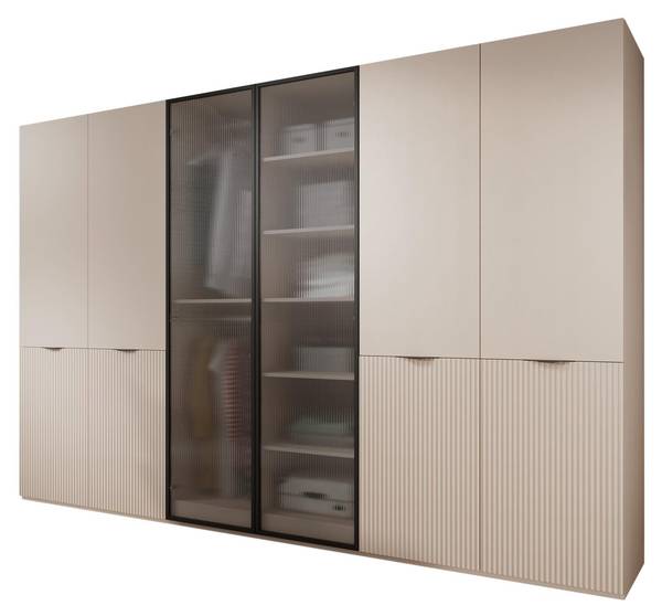 Kleiderschrank 3er-Set SANDBOX Beige - Schwarz - Durchsichtig