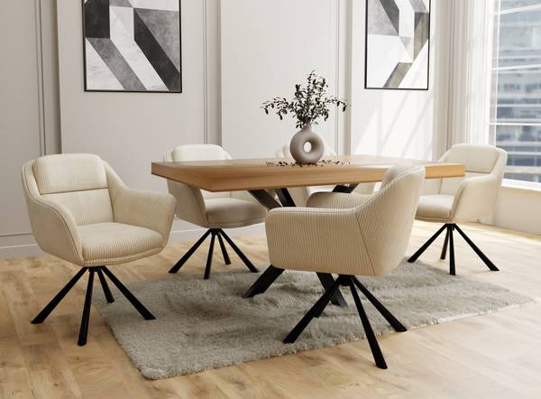 Fauteuil rembourré Carl Beige - Velours côtelé - Bouleau - Hêtre - 65 x 84 x 65 cm