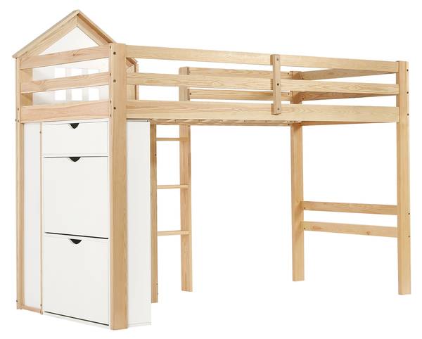 Hochbett SHEFNatur Ⅰ Braun - Holzwerkstoff - 107 x 165 x 205 cm