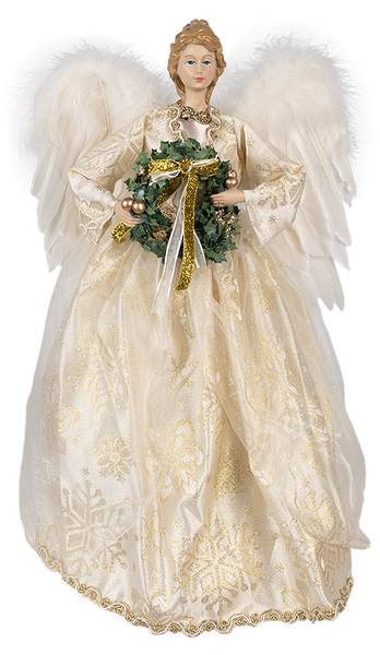 Kerstdecoratie Engel Xmas&Henry wit - kunststof - 16 x 46 x 28 cm