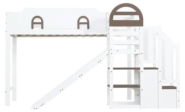 Hochbett Viola Weiß - Holzwerkstoff - Massivholz - 146 x 145 x 257 cm